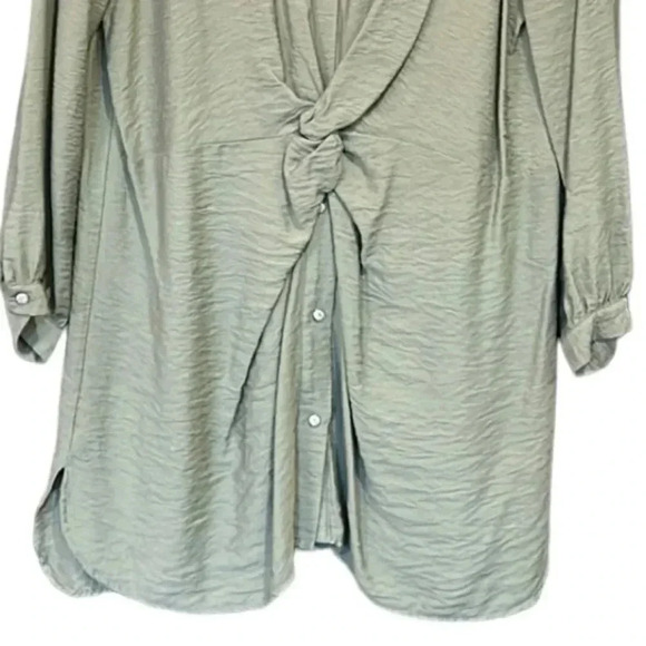 ZARA Knotted Lightweight Green Tunic Top Dress Size Medium - Picture 7 of 8
